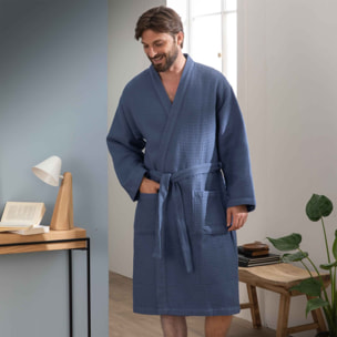 NE PAS UTILISER - Peignoir homme col kimono en coton bio, ESPRIT NID D'ABEILLE BIO