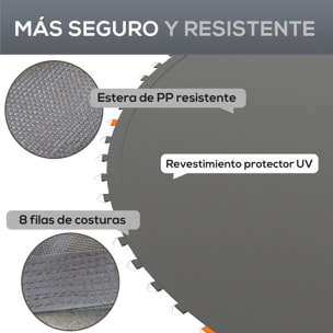 Tapete de Repuesto para Trampolín Ø323 cm Colchoneta para Trampolín de 12 Pies con 72 Ganchos en Forma de V Anti-UV y 8 Filas de Costuras Carga 120 kg Negro