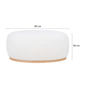 Amy - pouf - en tissu bouclette - Blanc