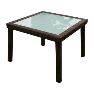 Mesa fija cuadrada de jardín INDALO - marrón chocolate - 90x90x76 cm