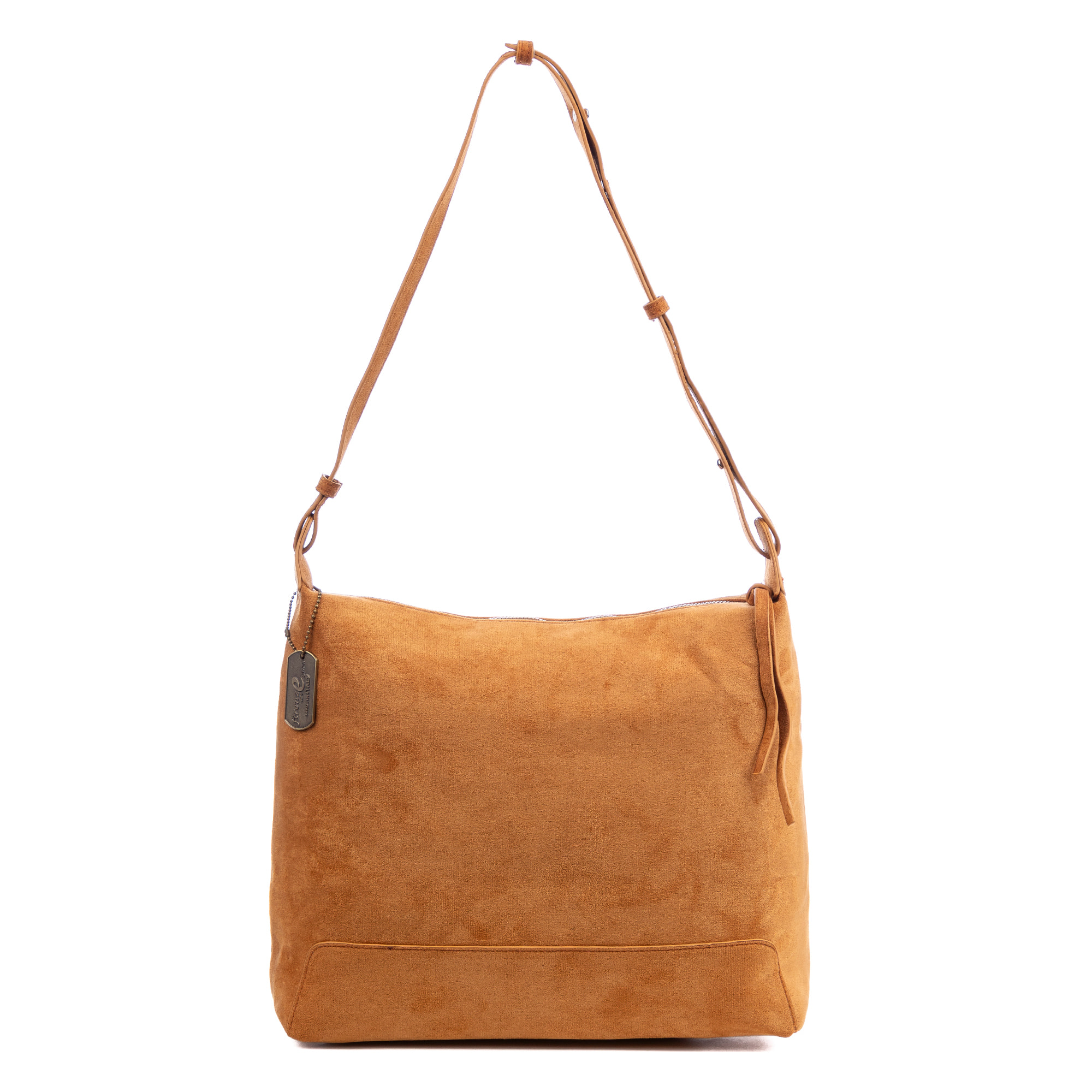 Atella bolso bandolera grande de piel auténtica gamuza.