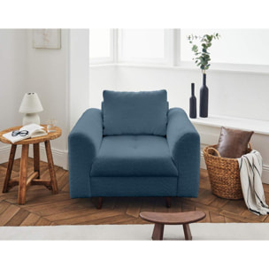 Rune - fauteuil - en tissu bouclette - Bleu nuit