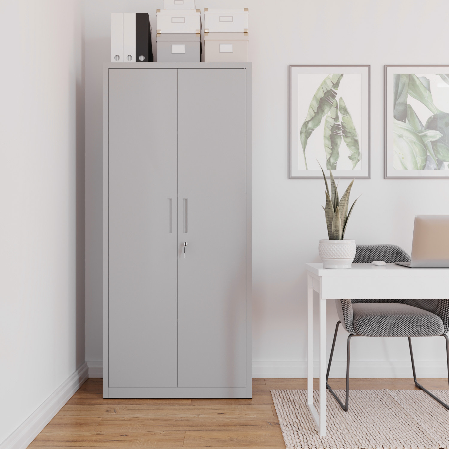 Armadio Armadietto In Metallo Multiuso Doppia Anta 5 Ripiani Regolabili Chiusura Con Doppia Chiave Mobiletto Documenti Ufficio 180x80x40 Cm Grigio