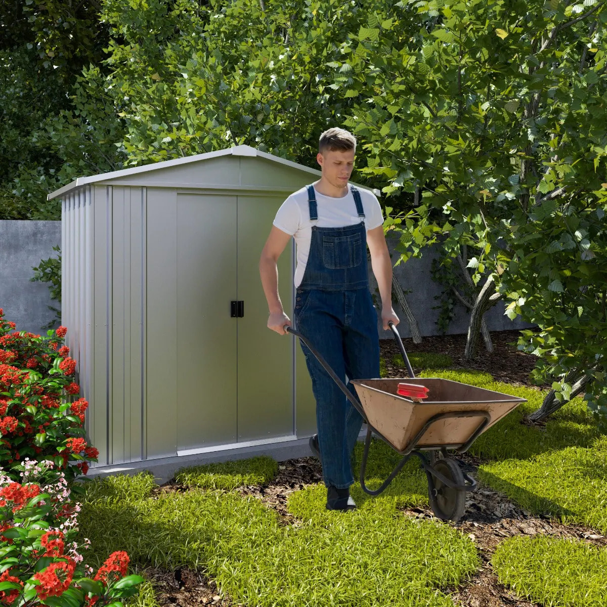 Abri de jardin métal Yardmaster Eco 2,3 m² + kit d'ancrage