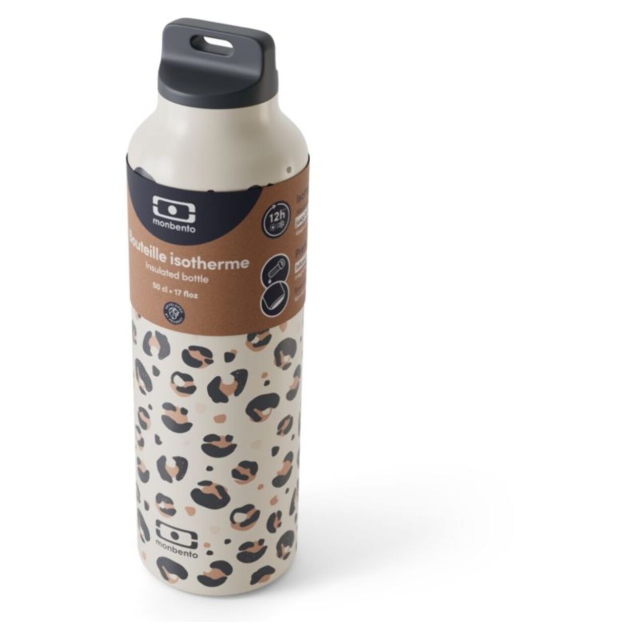 Bouteille isotherme MONBENTO MB Steel avec infuseur  - Leopard