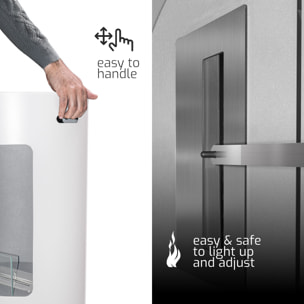 Ottaviano - Camino a bioetanolo da terra freestanding con doppio ripiano in legno melaminico, Ø 40xH67,5 cm colore bianco