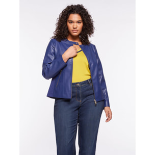 Fiorella Rubino - Giacca biker con scollo tondo - Blu