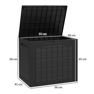 Baúl de Almacenaje Exterior 93L Arcón de Jardín Exterior Pequeño de Plástico Impermeable con 2 Asas Integradas y Soporte para Candado 56x41x50 cm Negro