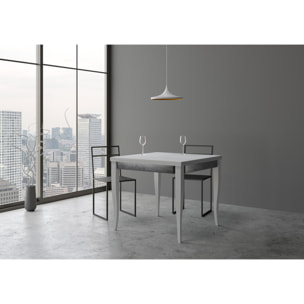 Mesa tipo libro 90x90/180 cm Sciabola Librox Fresno Blanco estructura Gris