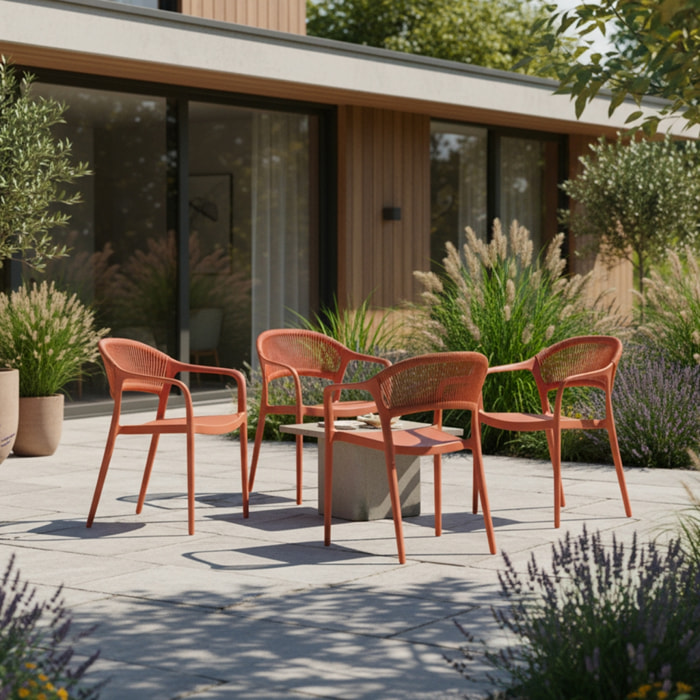 Chaise de jardin empilable avec effet corde (lot de 4) JOVIA