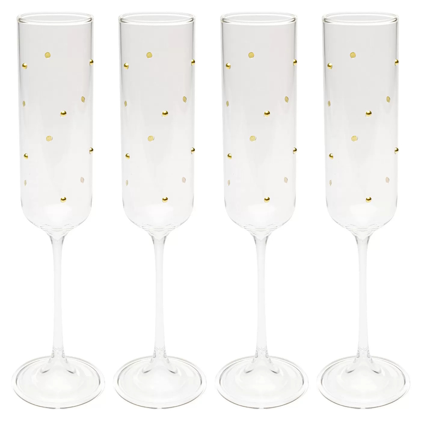 Flûtes à champagne Glam Dots dorées set de 4 Kare Design