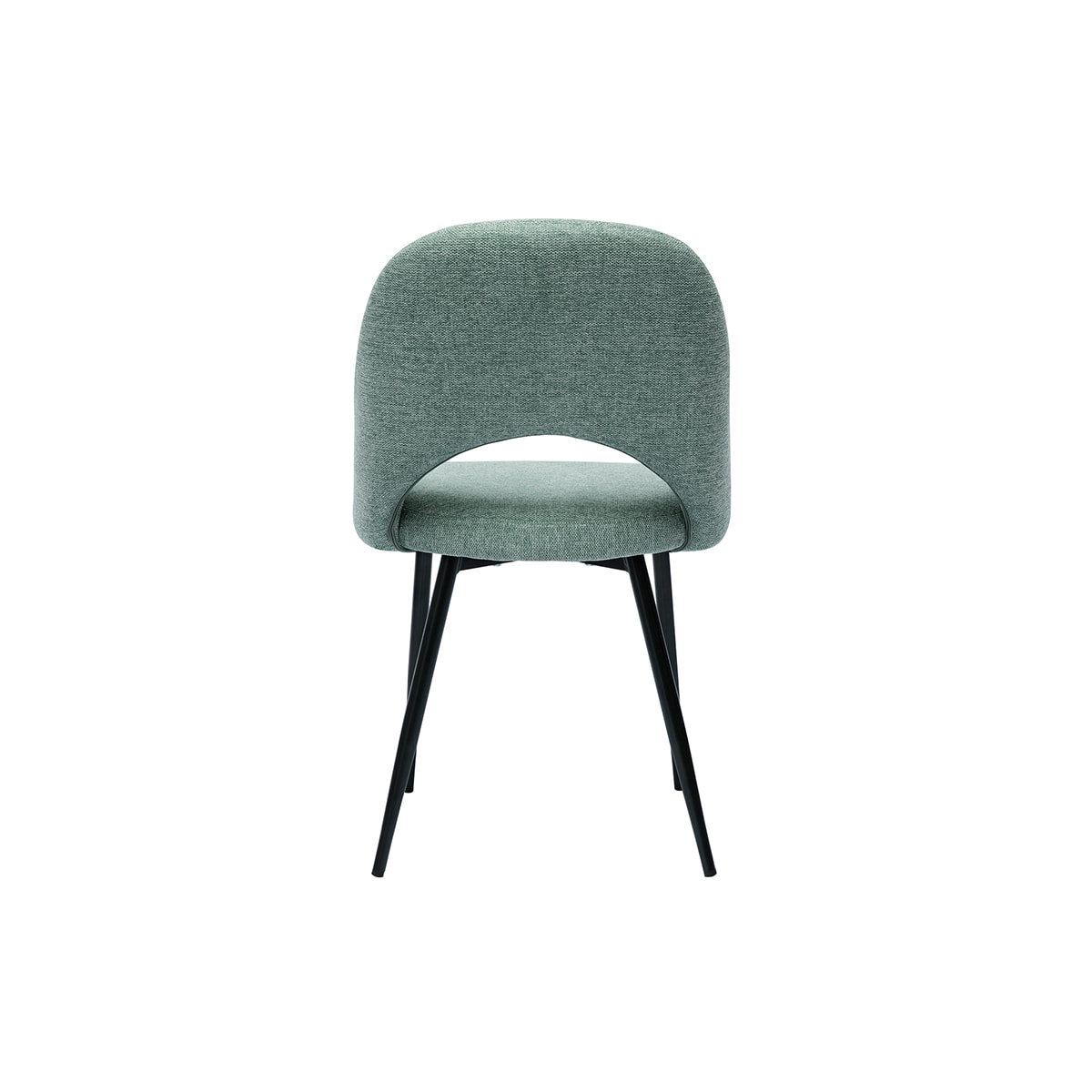 Chaises vintage en tissu effet velours texturé vert céladon et métal noir (lot de 2) COSETTE
