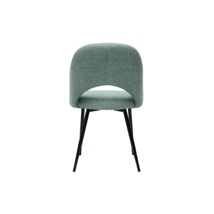Chaises vintage en tissu effet velours texturé vert céladon et métal noir (lot de 2) COSETTE