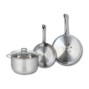 Ensemble de 2 Poêles de cuisson 24 et 28 cm et 1 faitout 24 cm Elo Profi Brillant