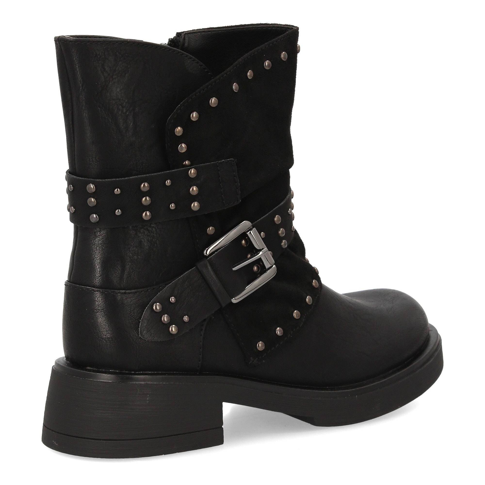 Bota biker con tachuelas y hebilla