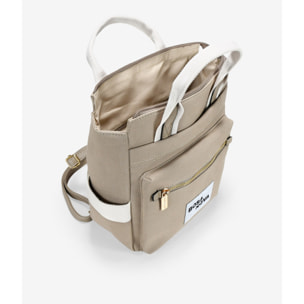Mochila de canvas taupe con bolsillos