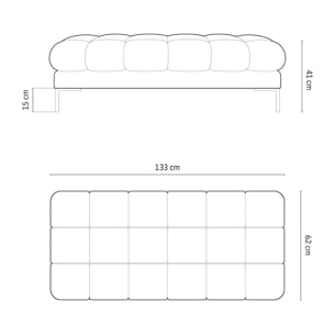Banc "Bali" 2 places en tissu structurel beige