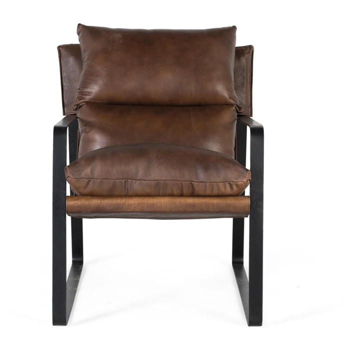 Sillón de Piel 58 Cm Estilo Industrial