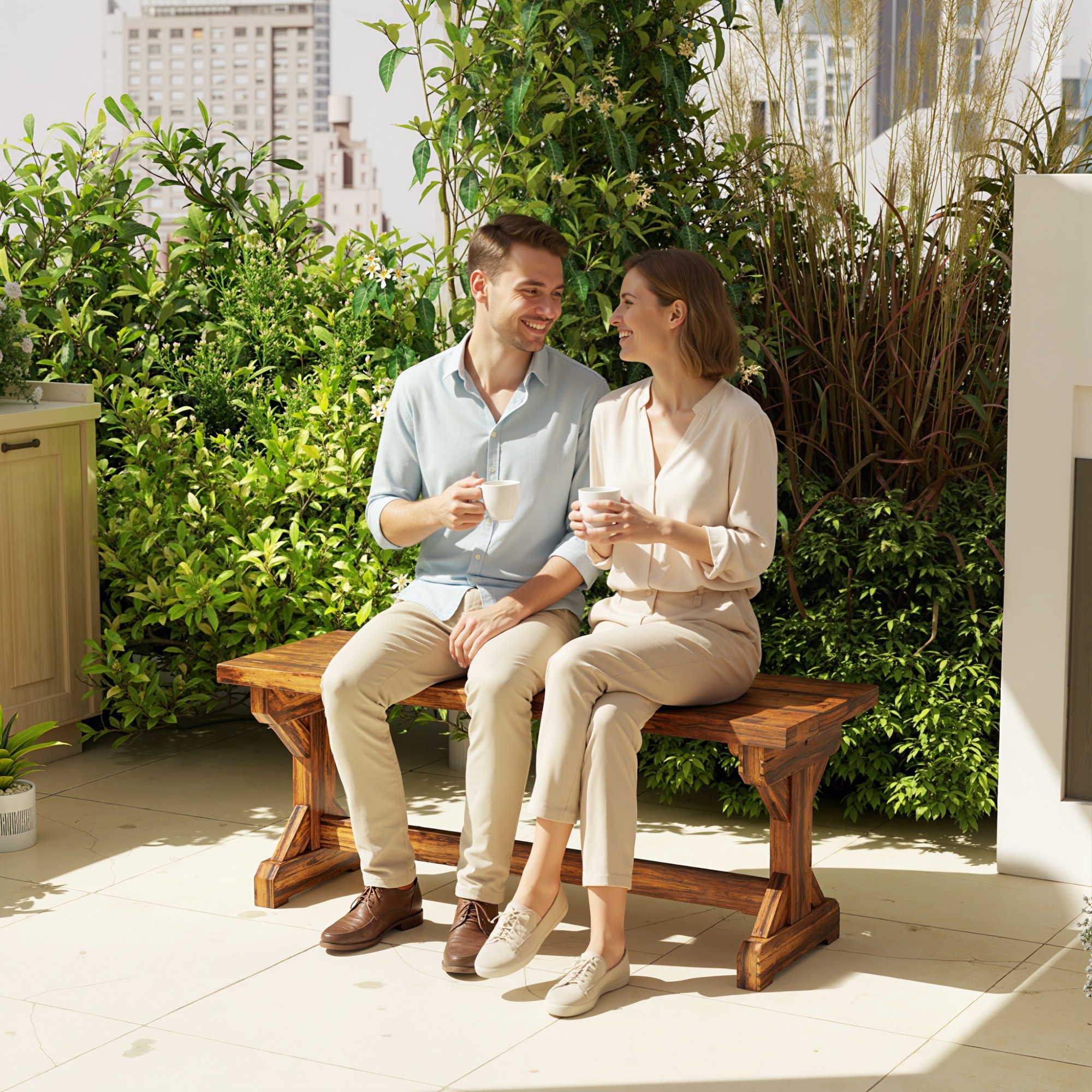 Banco de Jardín de Madera, Banco Rústico Exterior de 2 Plazas con Base en Forma de X, Carga 240 kg, para Patio, Porche, Parque, Balcón, 114x40x46 cm, Carbonizado