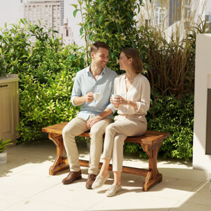 Banco de Jardín de Madera, Banco Rústico Exterior de 2 Plazas con Base en Forma de X, Carga 240 kg, para Patio, Porche, Parque, Balcón, 114x40x46 cm, Carbonizado