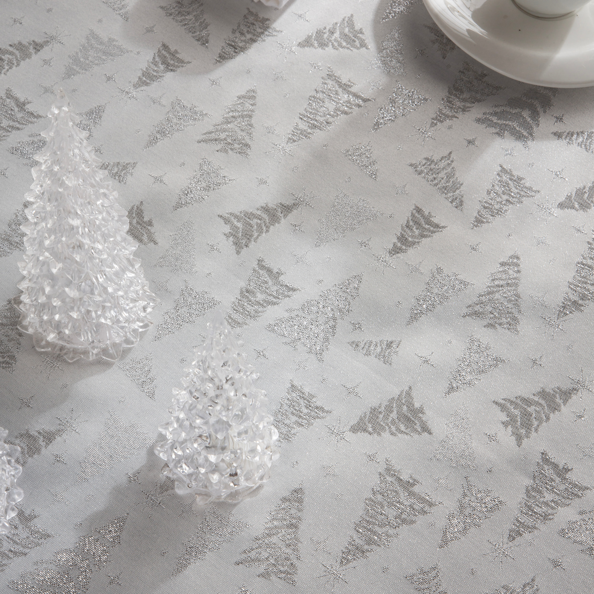 Nappe nöel tissu jacquard antitaches SAPIN PLATA