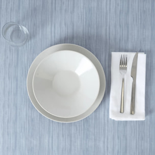 Nappe ronde enduite Lesa 125 Bleu poudré - 100% coton - traitement antitaches - Bleu
