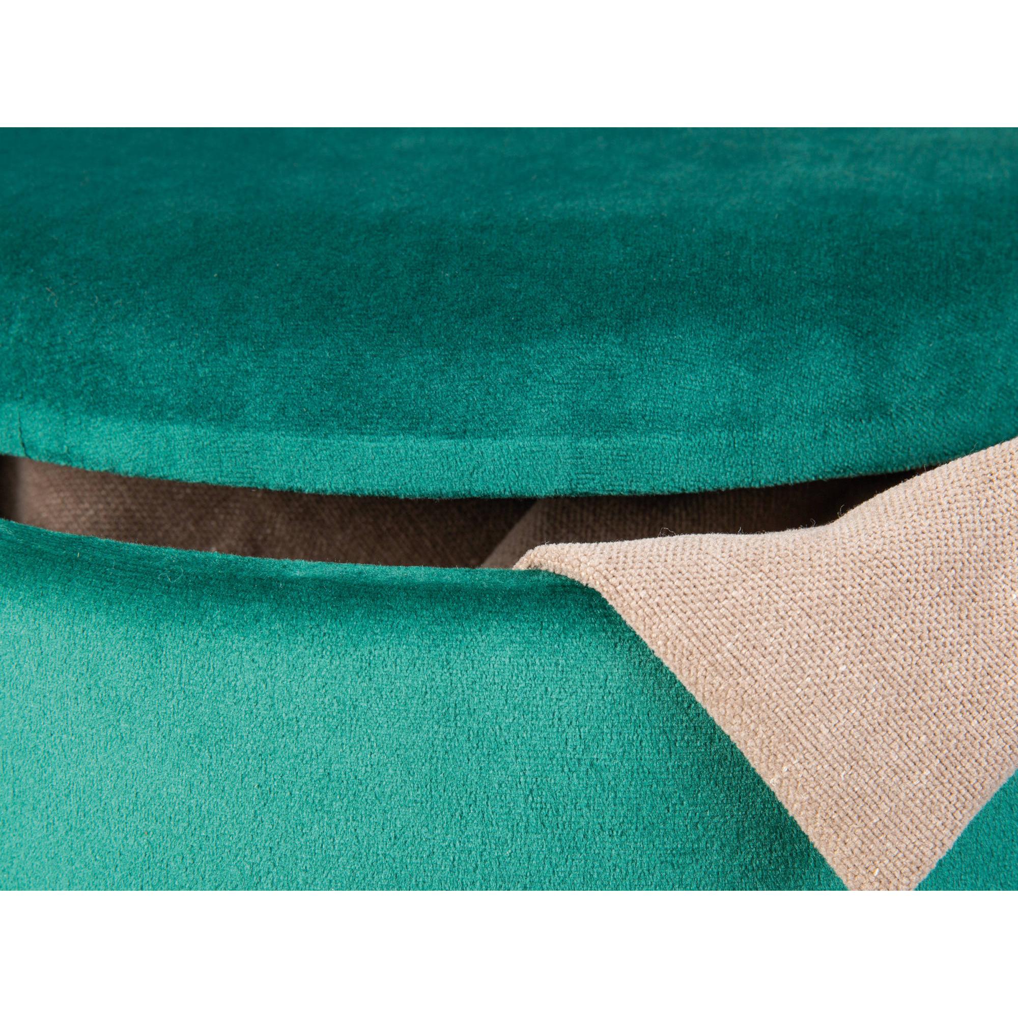 Pouf secchiello contenitore in velluto e maniglia in ecopelle, colore verde, cm 35x35x45