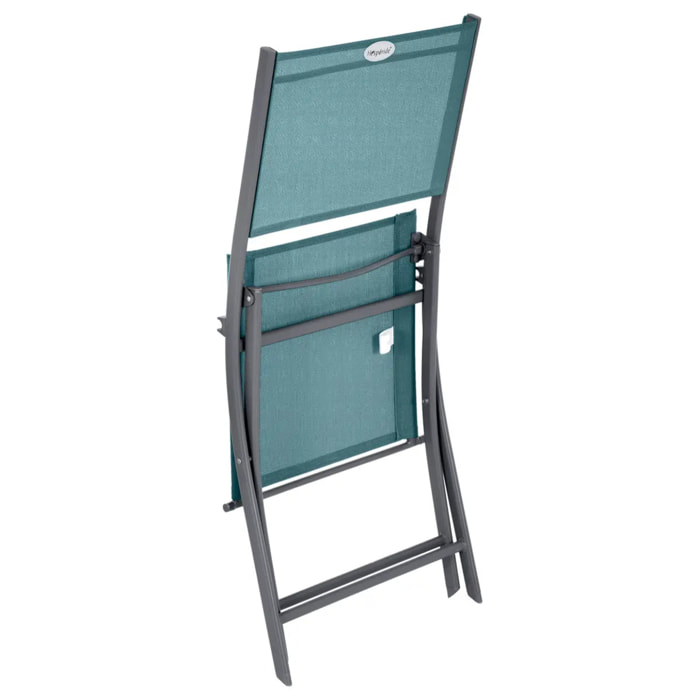 Lot de 4 chaises de jardin pliantes "Modula" bleu canard & graphite acier traité époxy