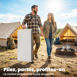 Table de camping carrée pliante hauteur réglable métal HDPE blanc