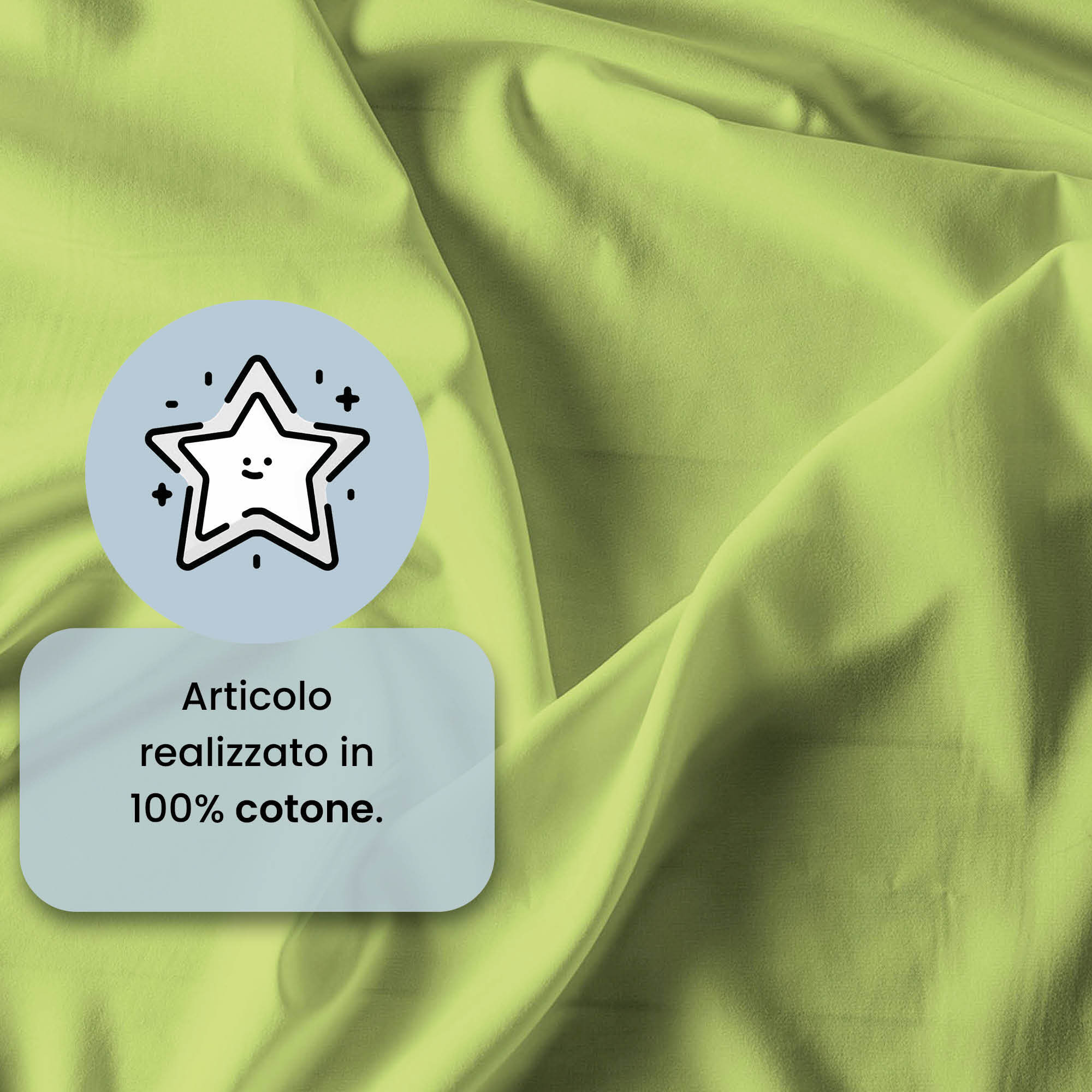 COMPLETO LETTO MAX COLOR, 100% Cotone, Made in Italy - VERDE ACIDO