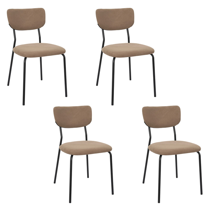 Lot de 4 Chaises - HOME DECO FACTORY - Jules - Côtelées - Confortables - Taupe