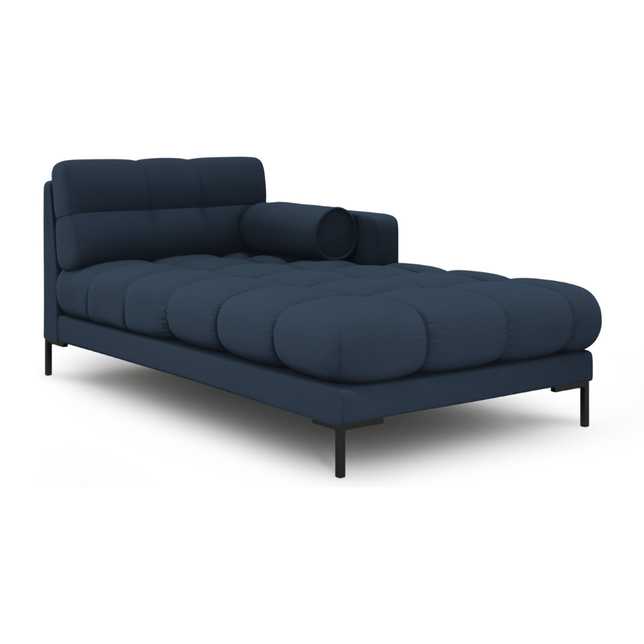 Méridienne droite "Bali" en tissu structurel bleu