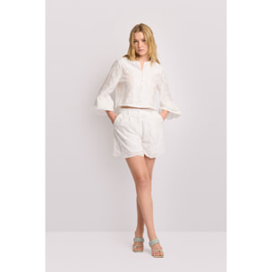 Kocca - Blusa ricamata in puro cotone Donna, Tinta unita, Girocollo