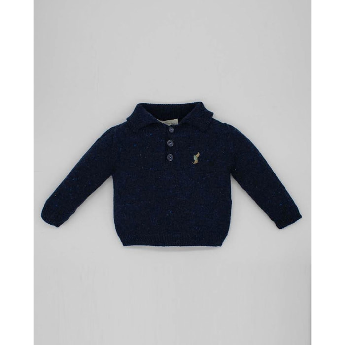 POLO PUNTO JASPEADO AZUL