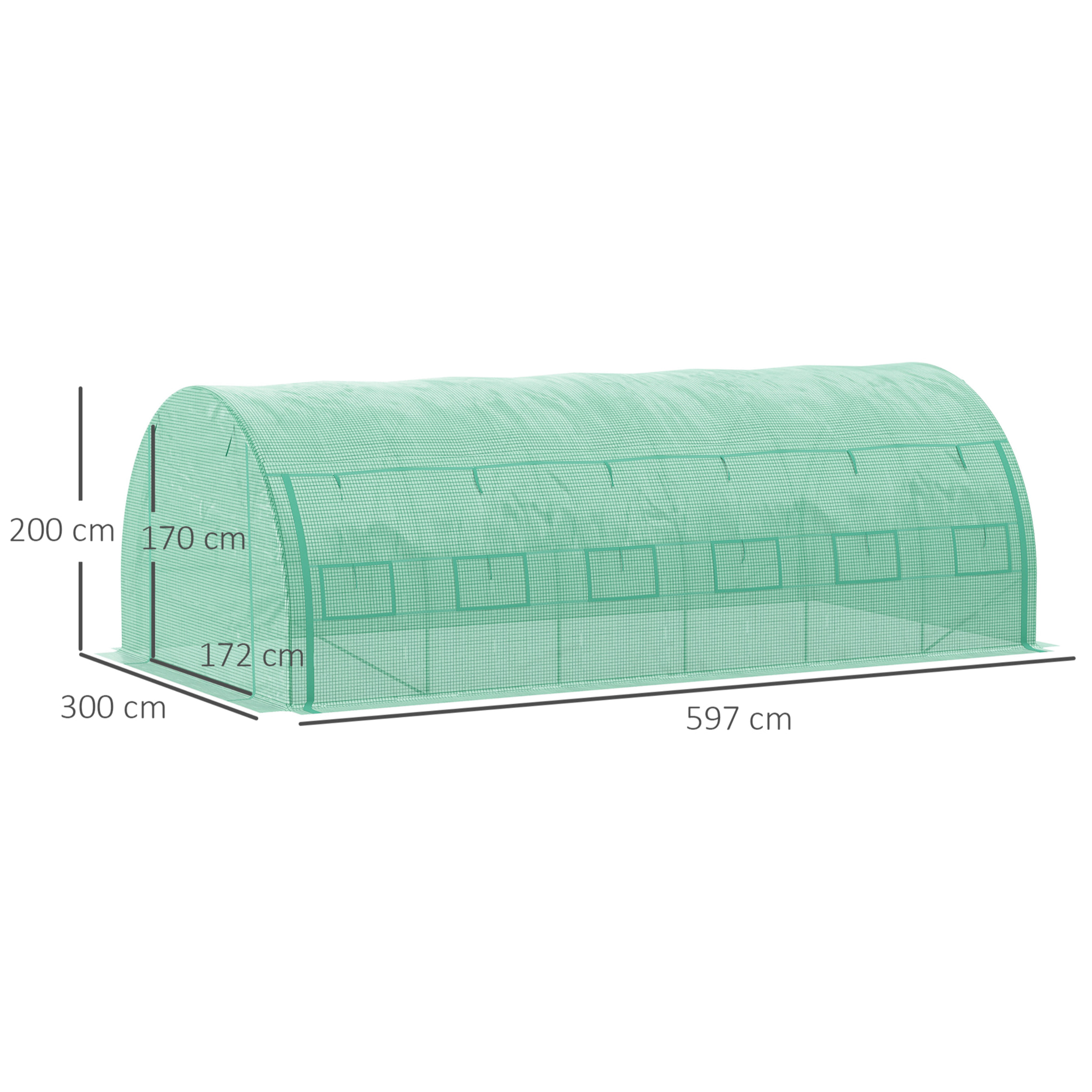 Invernadero de Exterior 6x3x2 m Invernadero de Túnel con Puerta y 12 Ventanas de Malla Enrollables Invernadero de Huerto para Patio Jardín Verde