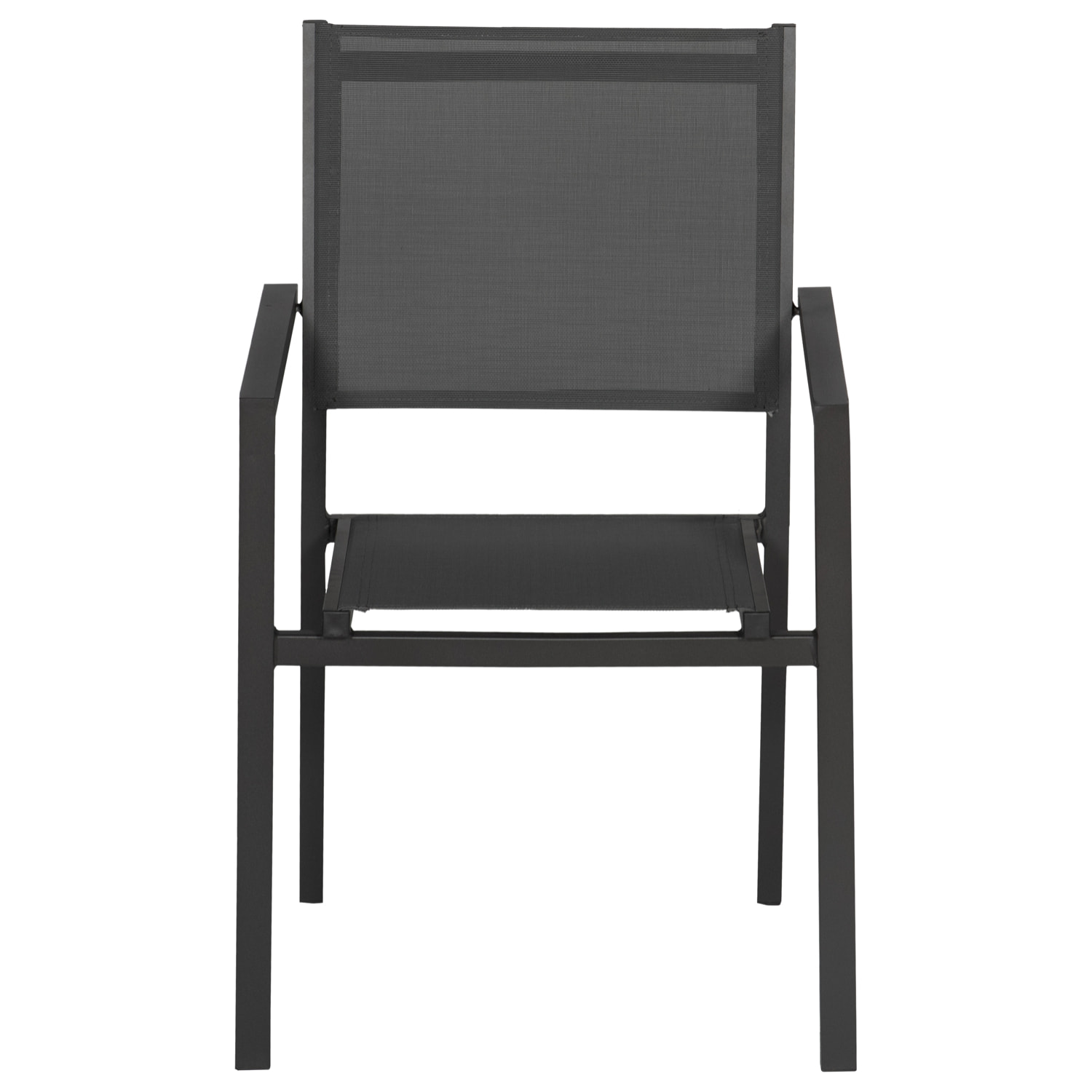 Lot de 4 chaises en aluminium anthracite - textilène gris