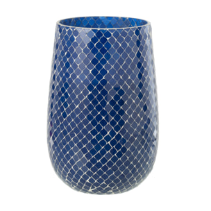 J-Line bougie parfumée Mia Mosaique - Juniper Love - verre - bleu - large - 230H