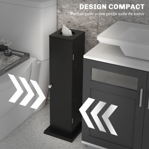 Support papier toilette - porte-papier toilette - armoire pour papier toilette - 3 niveaux + sortie papier MDF noir