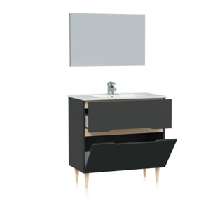 Pack de baño con lavabo Opera 80 Antracita - Roble