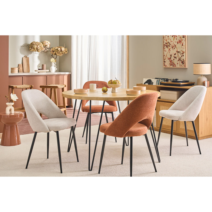 Chaises vintage en tissu effet velours texturé beige et métal noir (lot de 2) COSETTE