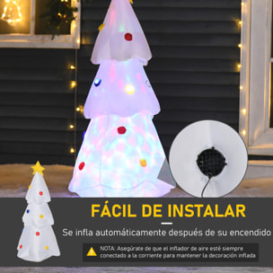 HOMCOM Árbol de Navidad Inflable 122 cm de Altura con Luces LED e Inflador Decoración Navideña para Interiores Exteriores 60x51x122 cm Blanco