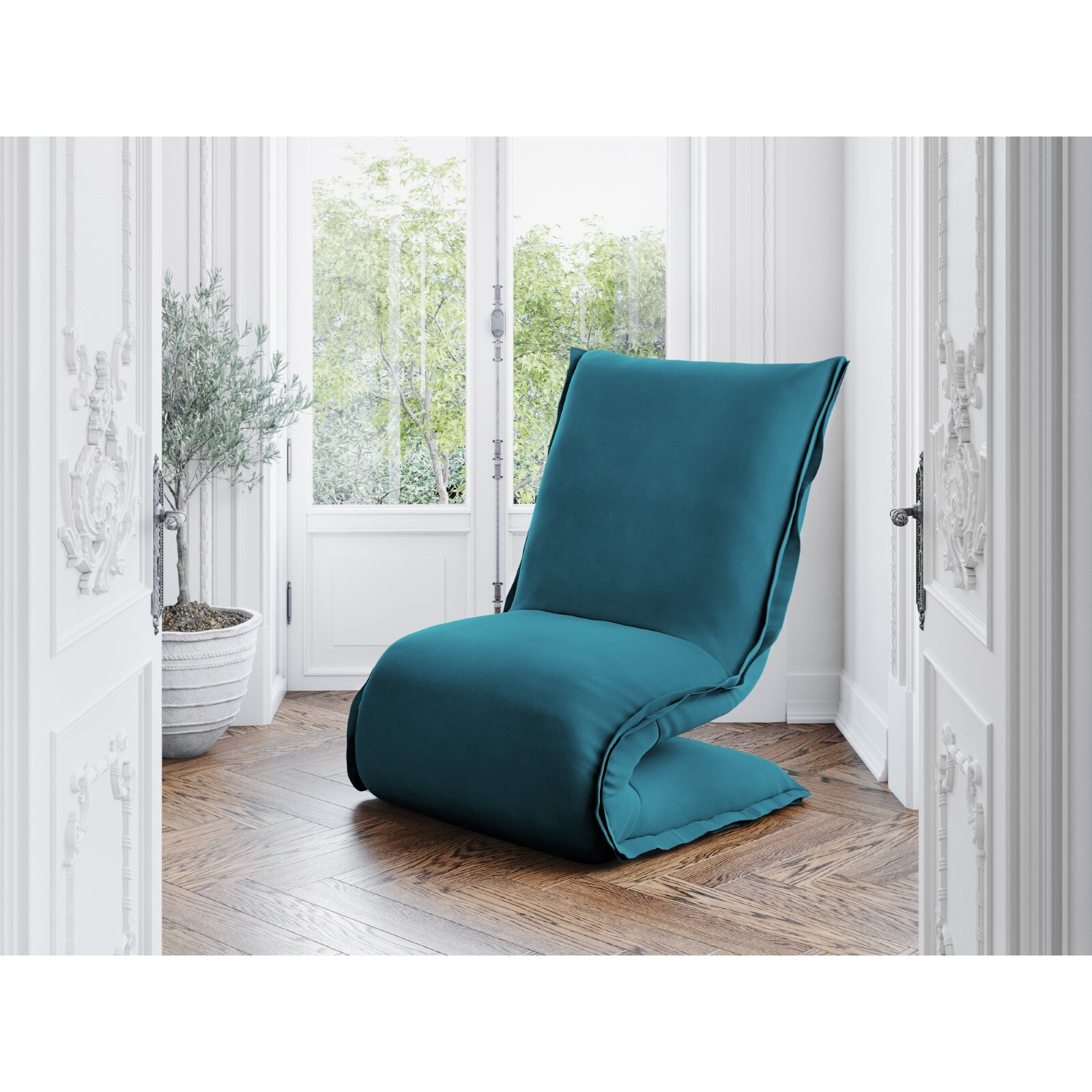 Fauteuil "Adeline" en velours turquoise