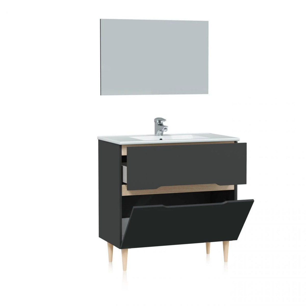 Mueble de baño Opera 80 Antracita - Roble