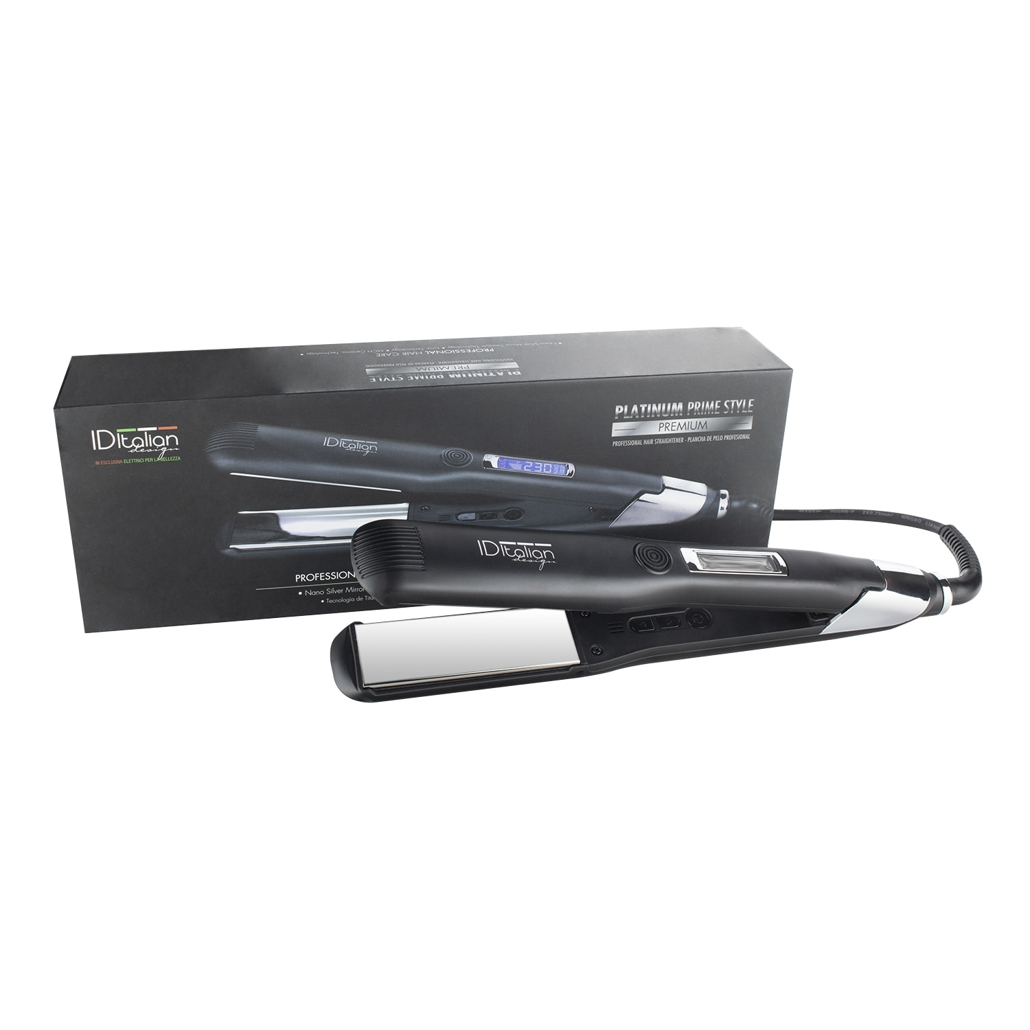 Fer à lisser premium styler id - noir et plaque miroir coloris argenté - 48w