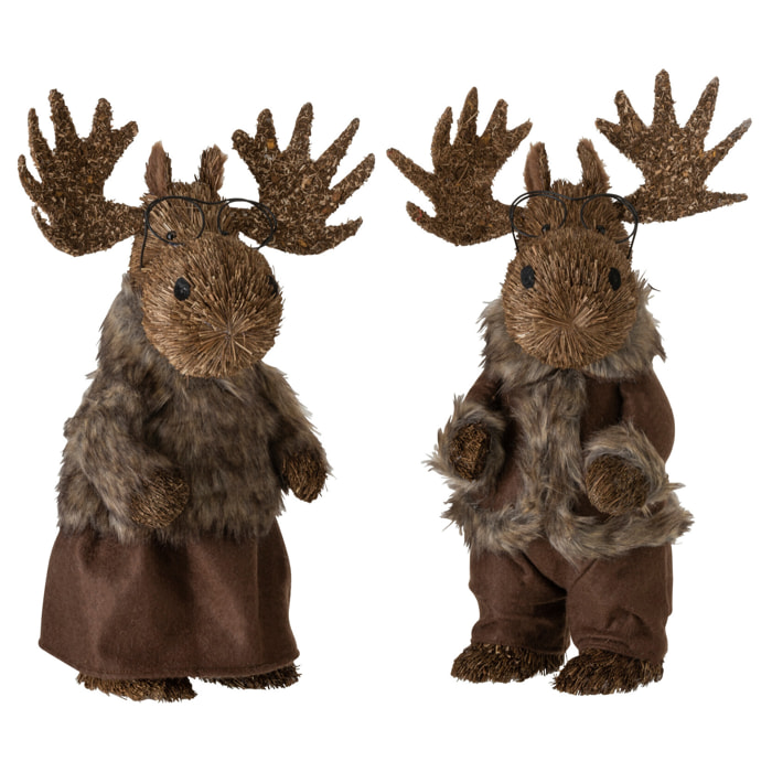 J-Line figurine Elan Debout - paille - marron - large - 2 pcs