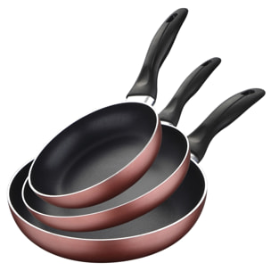 Bateria 5pc acero inoxidable ø16ø18ø20 con 2 tapas de vidrio, y set 3 sartenes ø16/20/24 cm, aluminio prensado, set apto para inducción