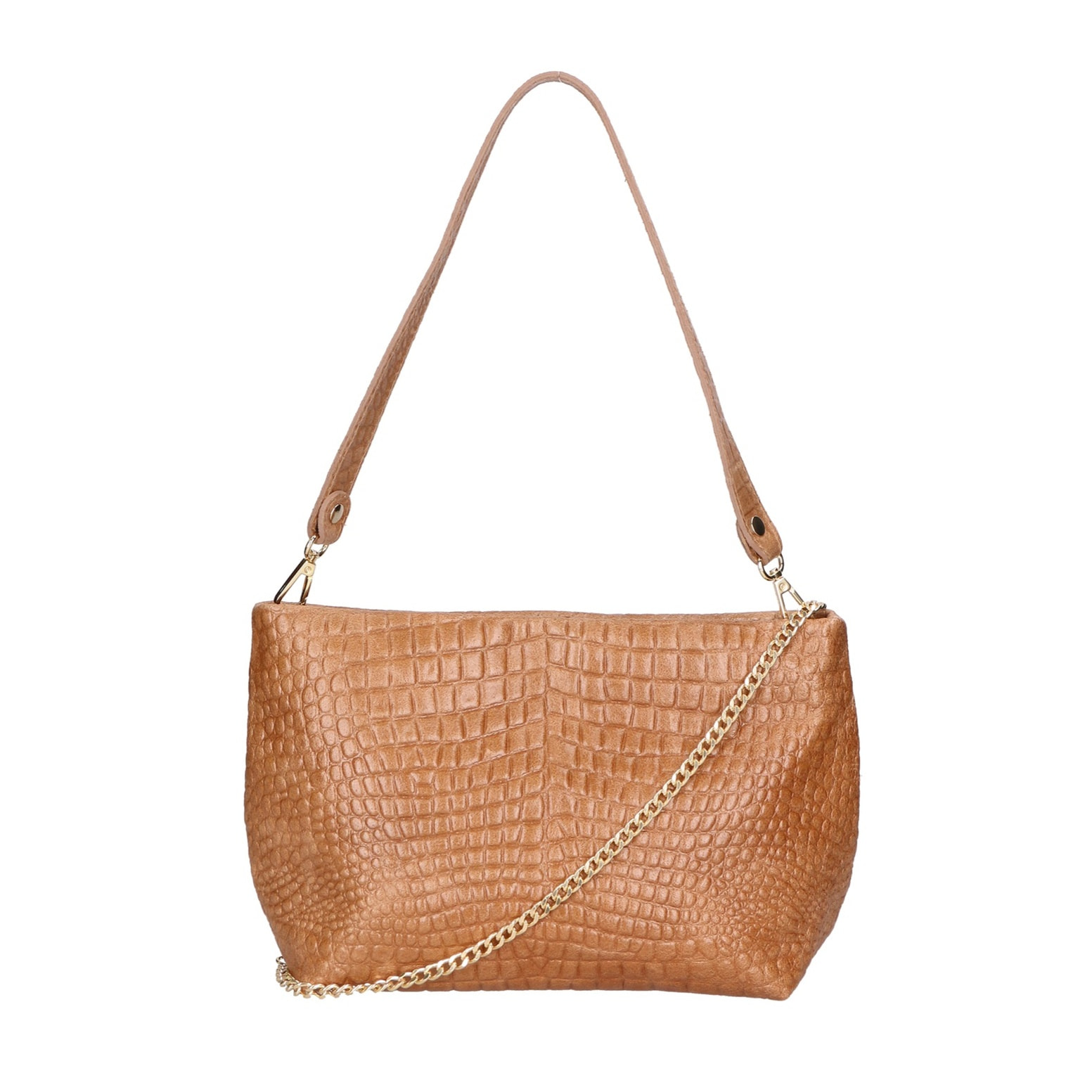 Borsa a spalla da donna - Modello Lorelei - Vera pelle croco - 33.0 x 19.0 x 10.0 cm