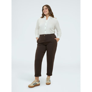 Fiorella Rubino - Pantaloni Balloon in cotone - Marrone
