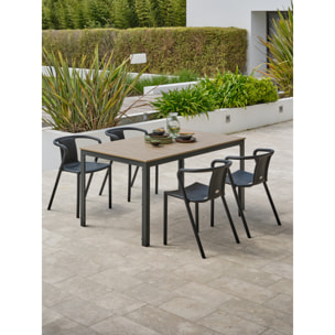 BOSTON - Ensemble repas de jardin 4 places en aluminium gris anthracite