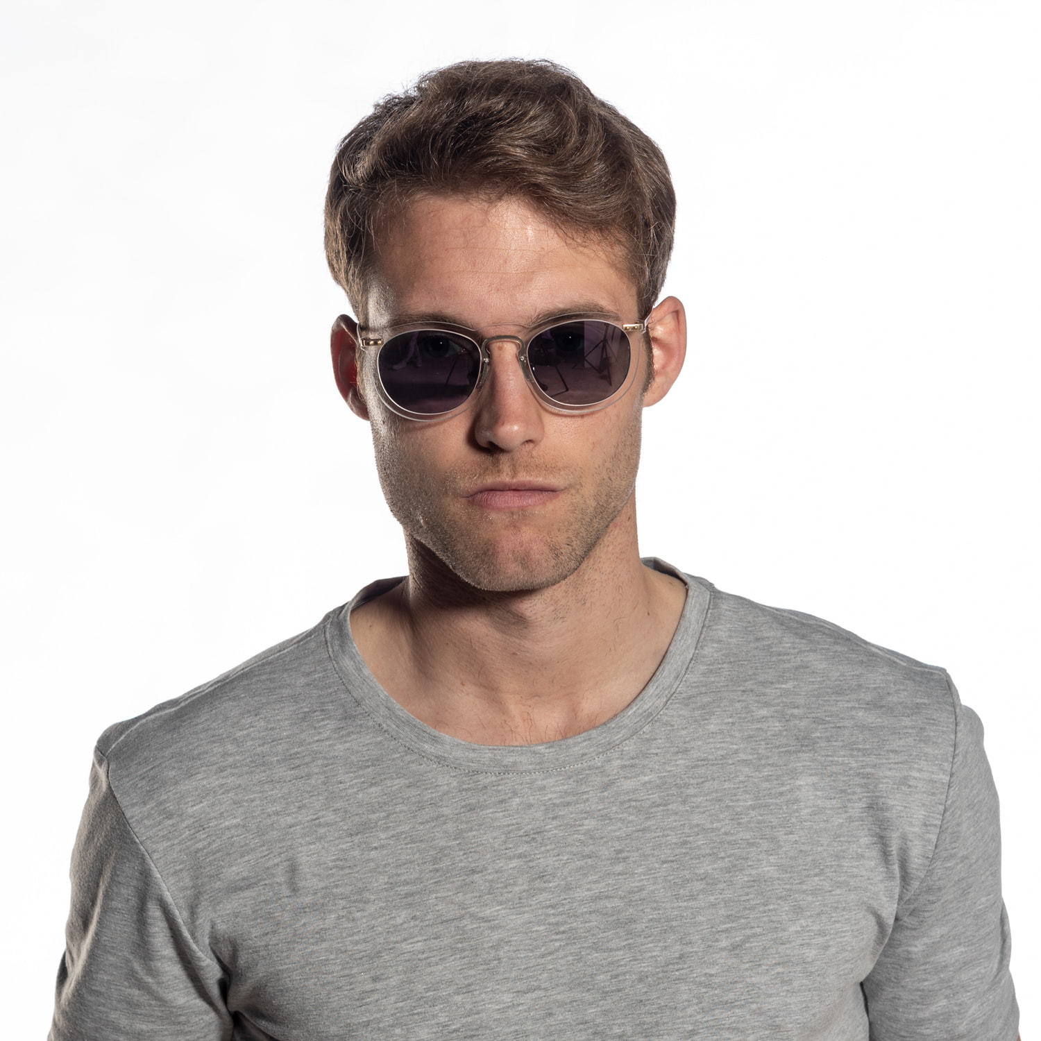 Gafas de sol OCEAN BERLIN - Blanco transparente con patillas en negro mate y / Ahumada